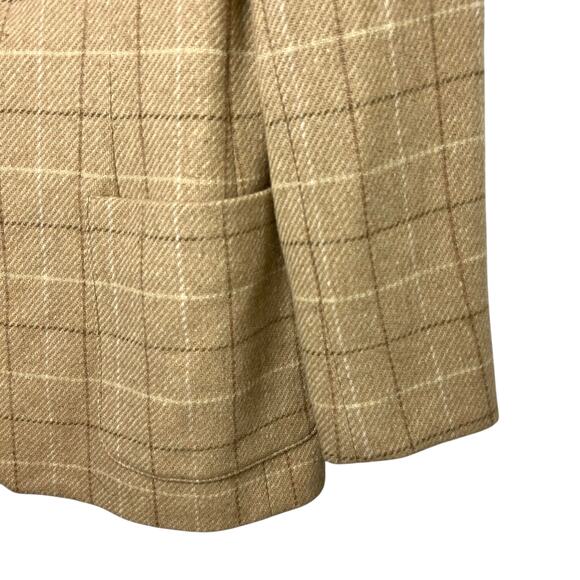 Lauren Ralph Lauren Women's Tan Wool Windowpane Check Blazer Size 12 Made in USA - Picture 5 of 10